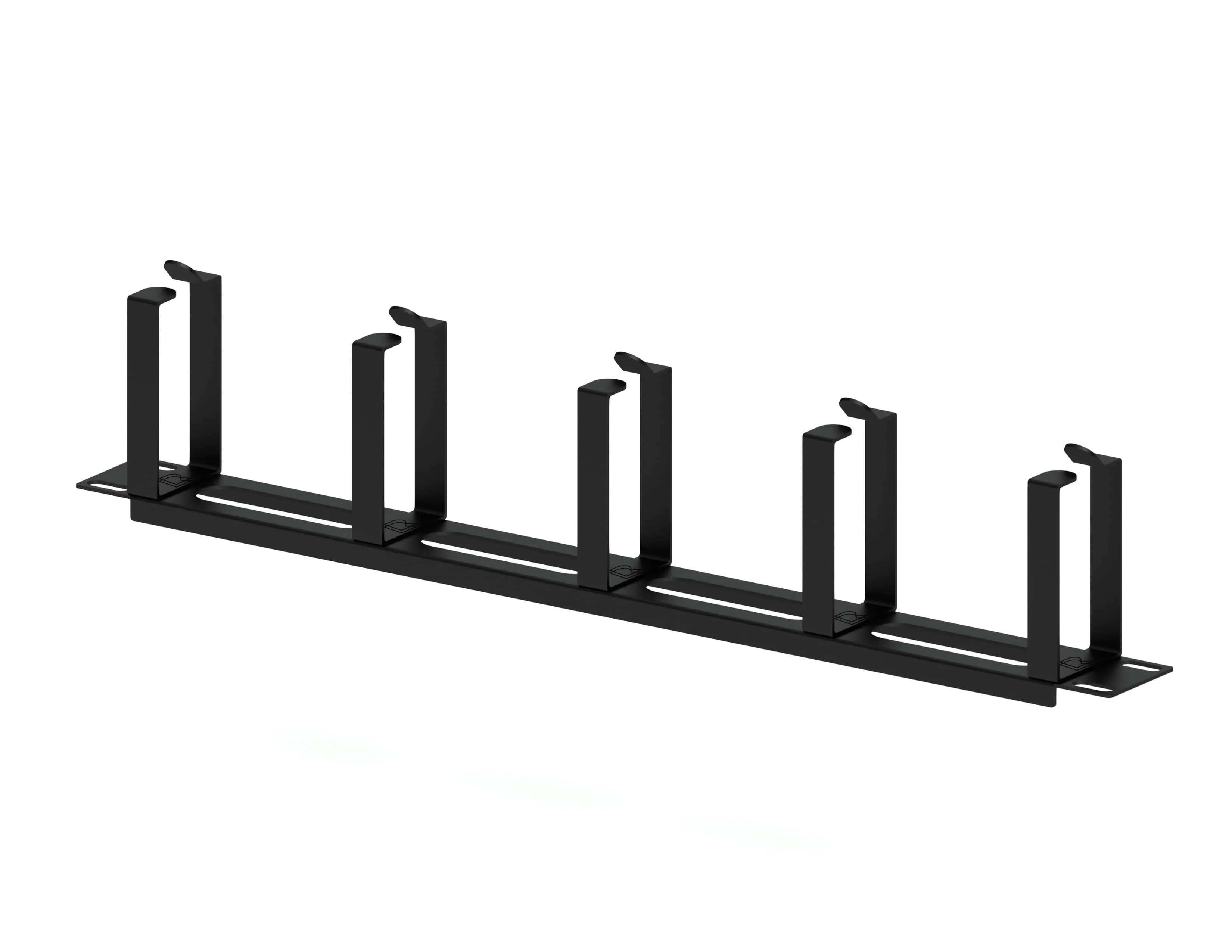 Кабельный организатор горизонтальный с окнами, 19", 1U, 5 колец, черный RUSRACK 