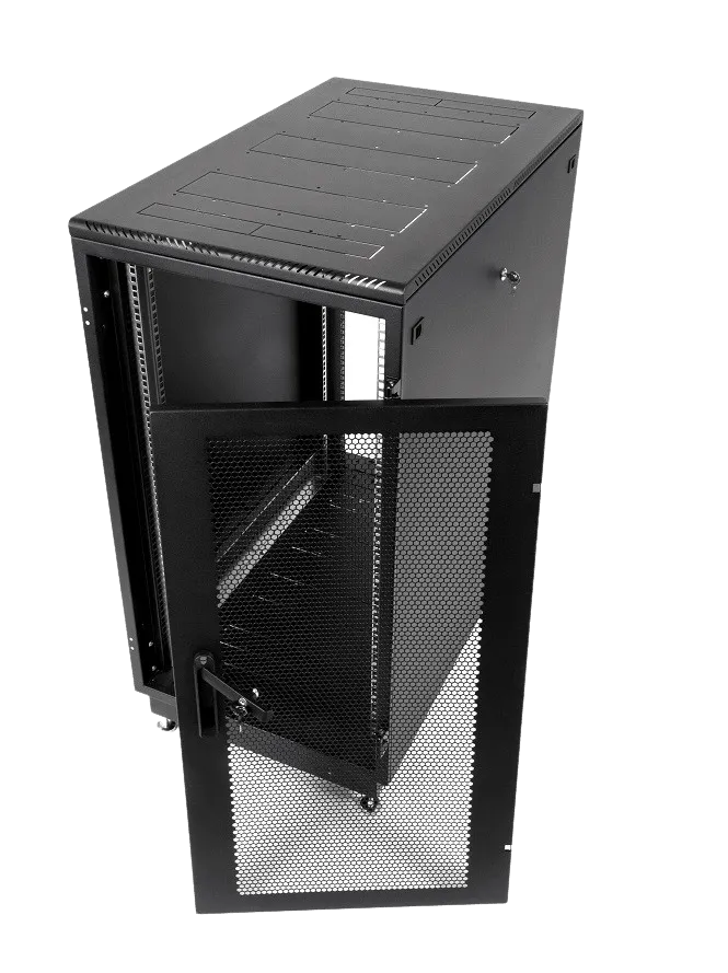 Шкаф серверный напольный 22U (600 × 1000) дверь перфорированная 2 шт., цвет черный