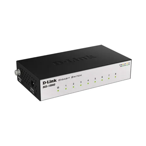 Коммутатор D-link DGS-1008D/J3 (1000 Base-TX (1000 мбит/с), Без SFP портов)