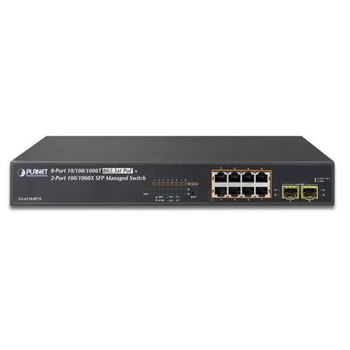 Коммутатор Planet GS-4210-8P2S (1000 Base-TX (1000 мбит/с), 2 SFP порта)