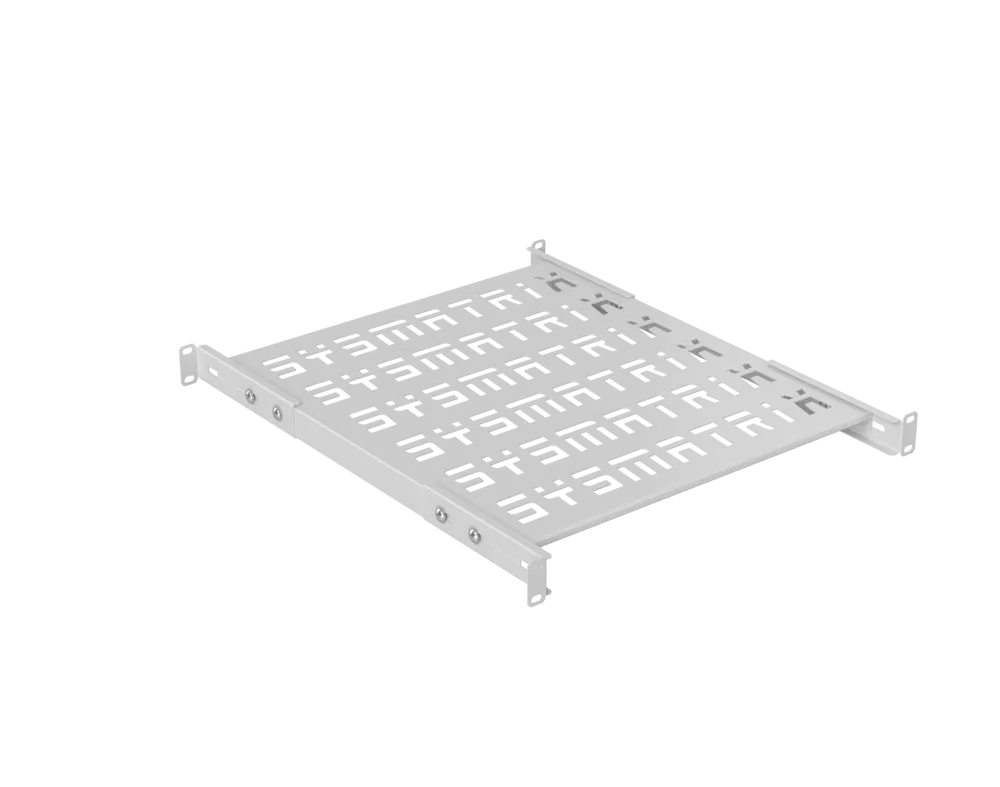 SYSMATRIX SH 5004.700 Полка SMART универсальная 19" перфорированная, площадка 500 мм (регулировка направляющих от 420 мм до 580 мм) для напольных и настенных шкафов, цвет серый (RAL 7035)