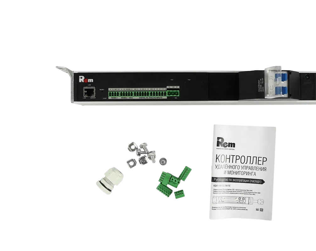 Упр. верт. блок розеток с монит. Rem-MC1 4x3 С13, 2x2 С19, 32A, алюм., 33-48U, колодка
