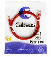 Патч-корд медный Cabeus PC-UTP-RJ45-Cat.5e-1m-RD 19" кабель 5e  красный