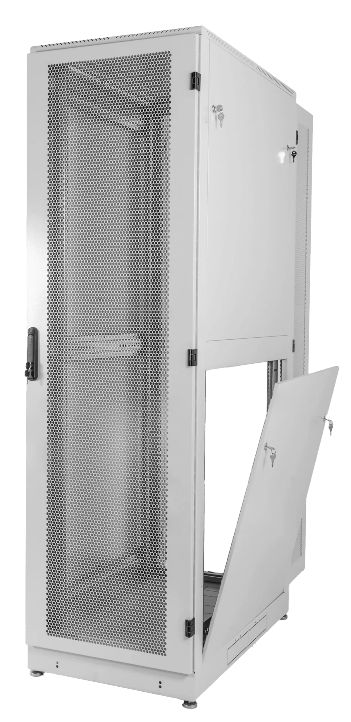 Шкаф серверный напольный 48U (600 × 1000) дверь перфорированная, задние двойные перфорированные