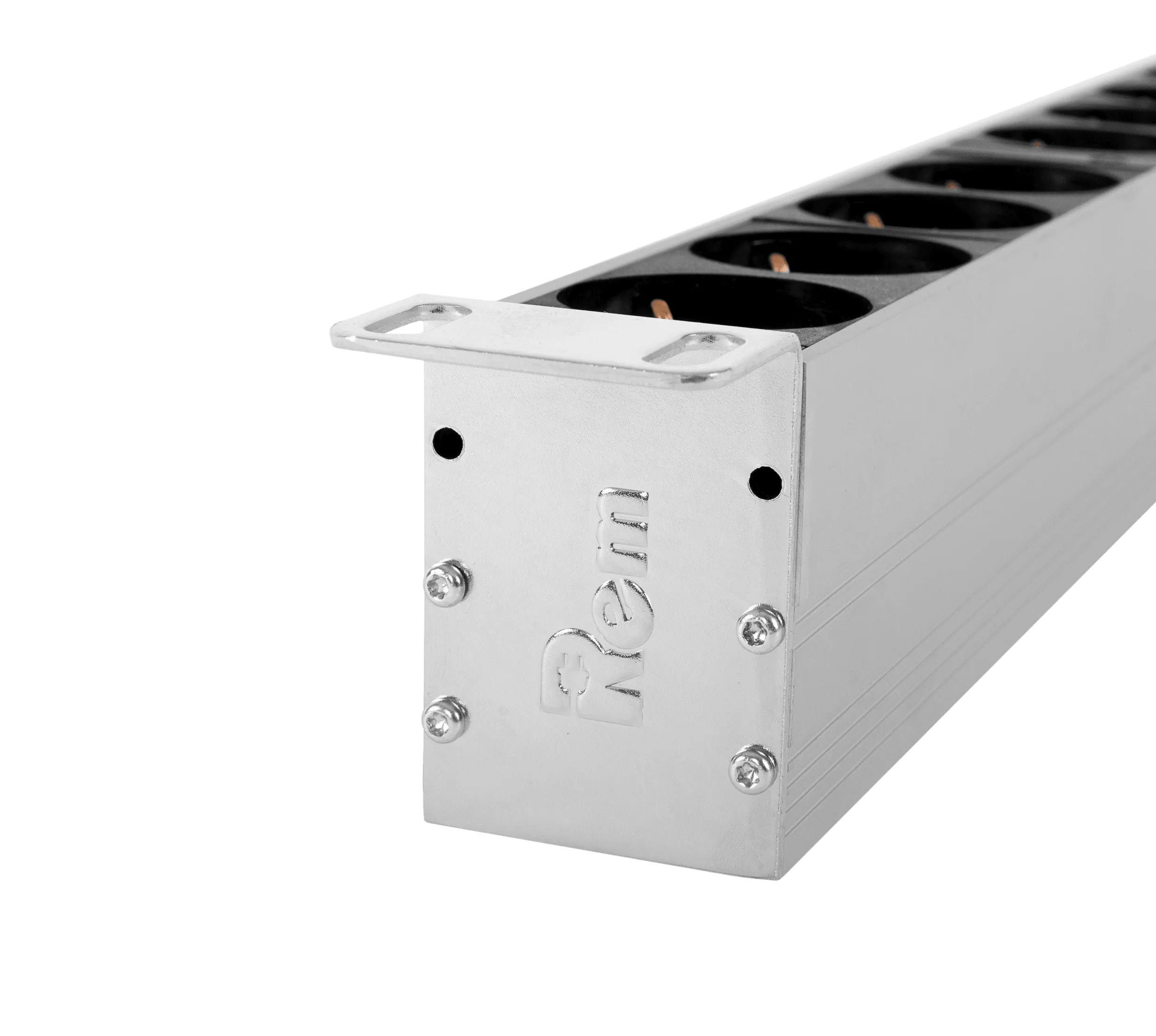 Верт. блок розеток Rem-32 на 2 конт. по 8 Schuko, 4 C19 с авт., инд., 2×16A, алюм., 33-48U, колодка