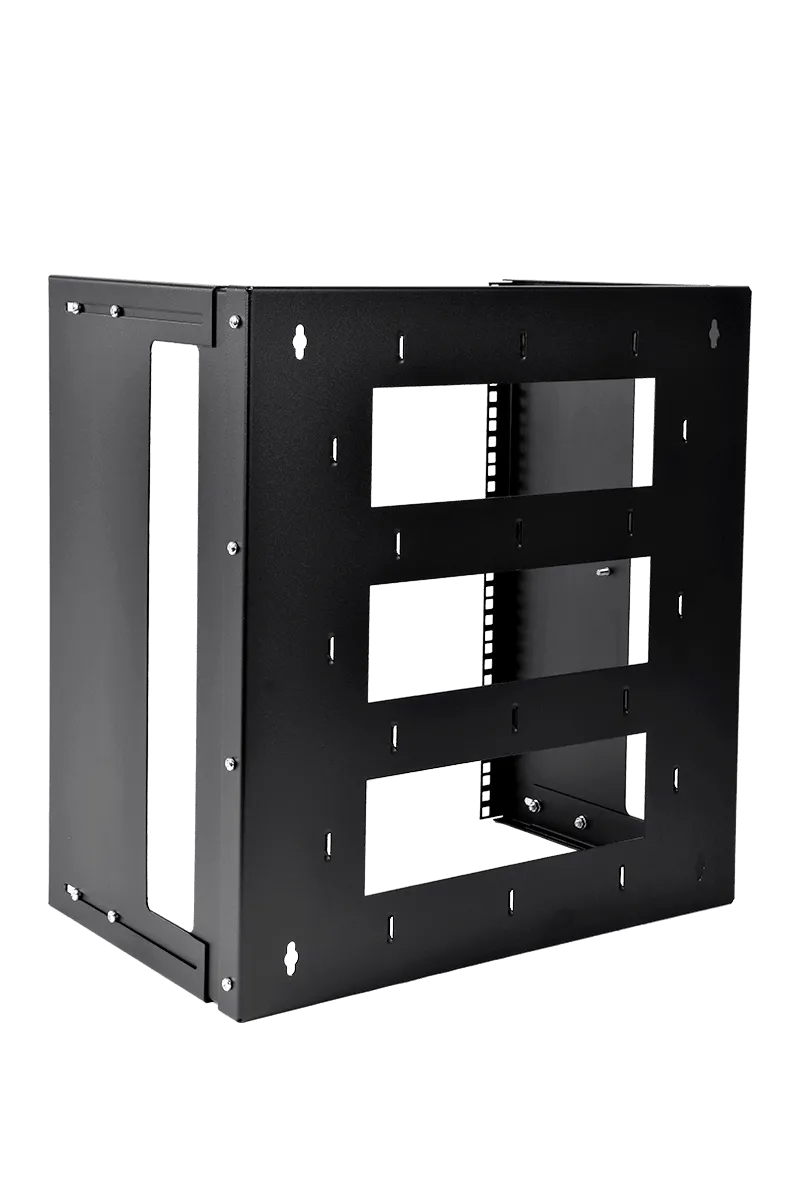 Кронштейн телекоммуникационный настенный 12U, регулируемая глубина 300-450 мм, цвет черный