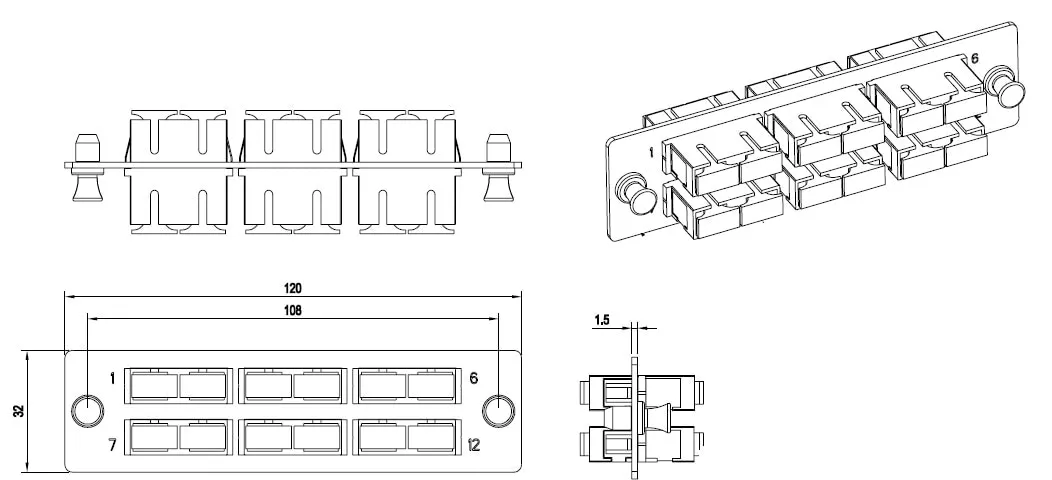 Hyperline FO-FPM-W120H32-6DSC-BL