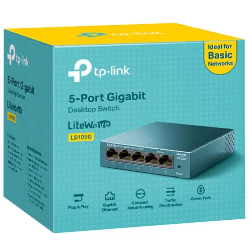 Коммутатор TP-Link LS105G (1000 Base-TX (1000 мбит/с), Без SFP портов)