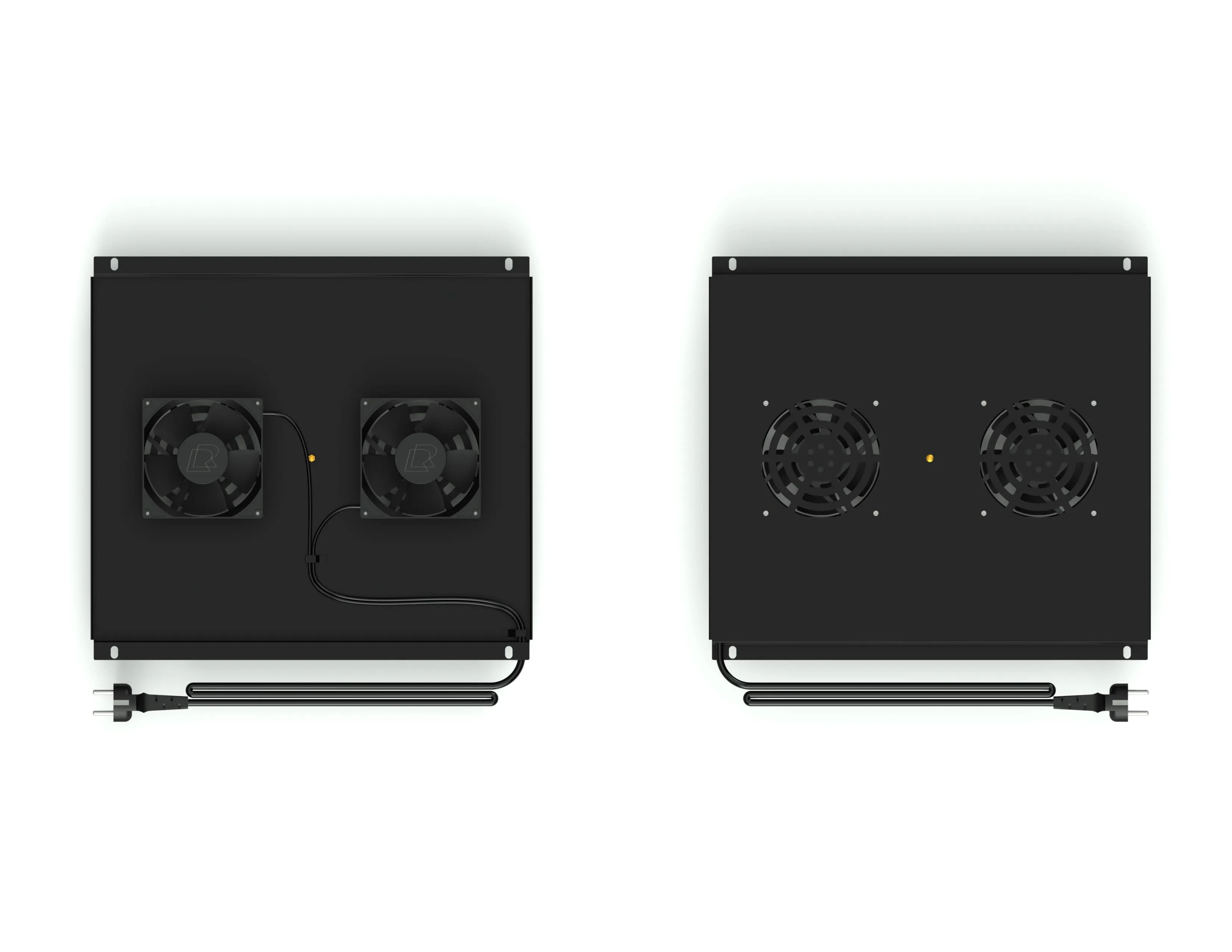 Потолочный блок вентиляторов на 2 модуля для серверного шкафа глубиной 600мм, черный