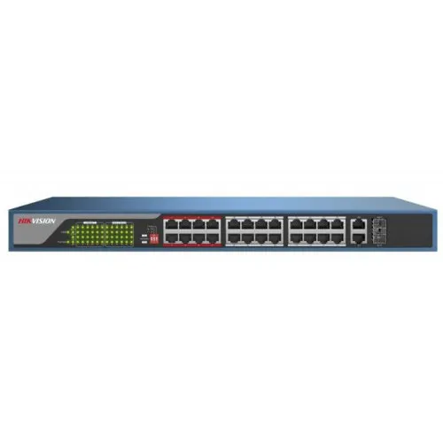 Коммутатор Hikvision DS-3E0326P-E(B) (100 Base-TX (100 мбит/с), 2 SFP порта)