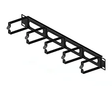 Кабельный организатор горизонтальный с окнами, 19", 1U, 5 колец, черный RUSRACK 