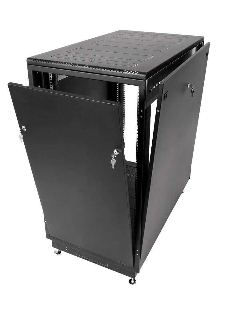 Шкаф телекоммуникационный напольный 27U (600 × 600) дверь стекло, цвет чёрный