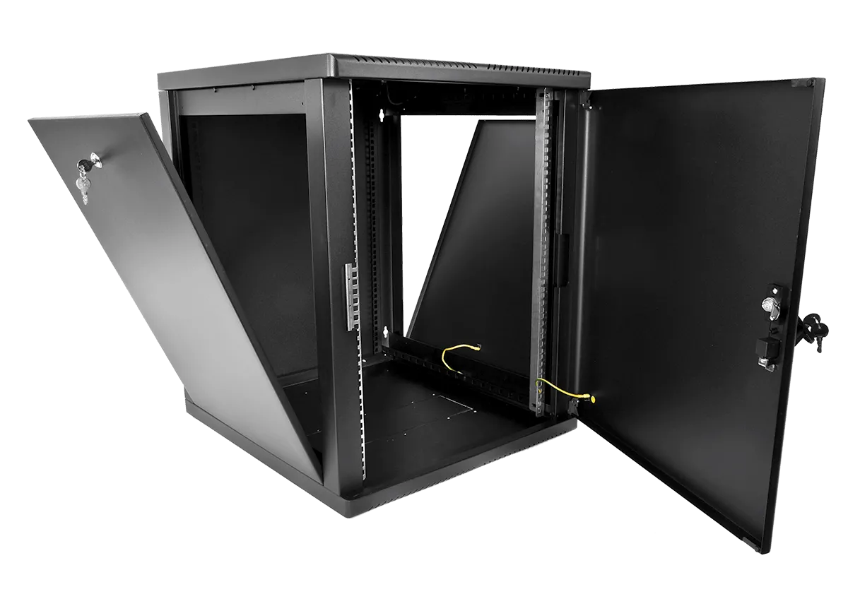 Шкаф телекоммуникационный настенный разборный 12U(600×650) съемные стенки, дверь металл, цвет черный
