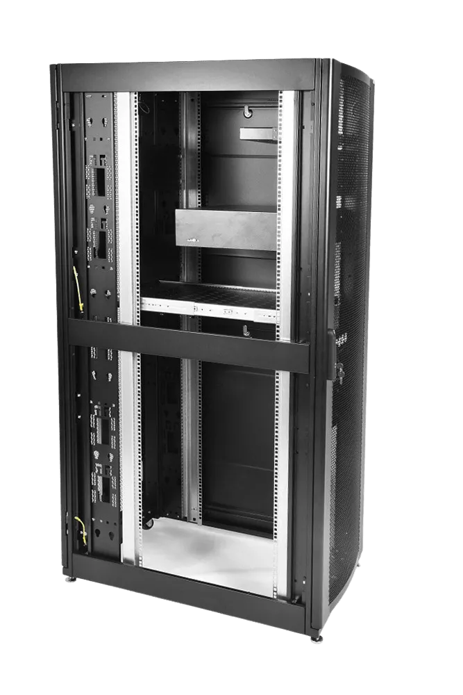 Шкаф серверный ПРОФ напольный 42U (600x1000) дверь перфор., задние двойные перфор., черный, в сборе Шкаф серверный ПРОФ напольный 42U (600x1000) дверь перфор., задние двойные перфор., черный, в сборе