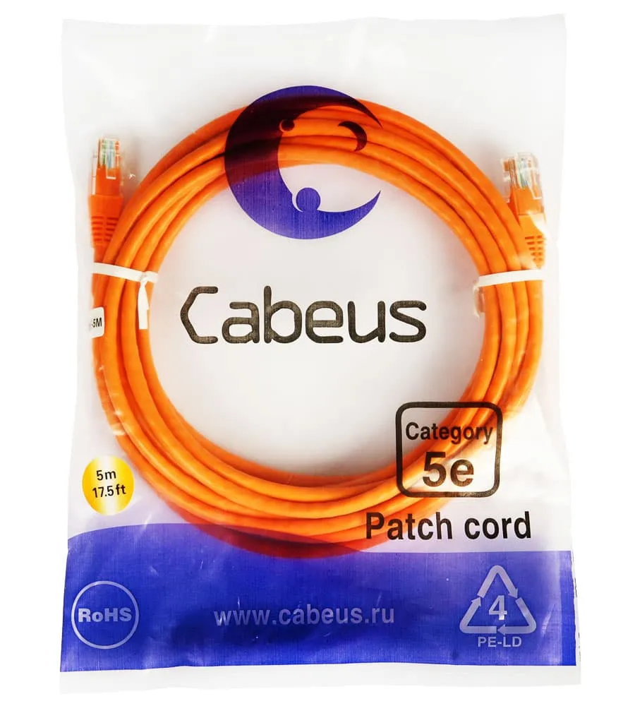 Cabeus PC-UTP-RJ45-Cat.5e-5m-OR