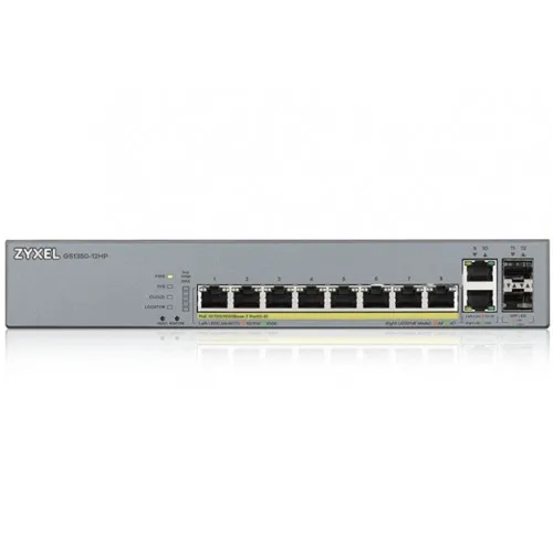 Коммутатор Zyxel GS1350-12HP-EU0101F (1000 Base-TX (1000 мбит/с), 2 SFP порта)