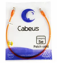 Патч-корд медный Cabeus PC-UTP-RJ45-Cat.5e-0.5m-OR 19" кабель 5e  оранжевый