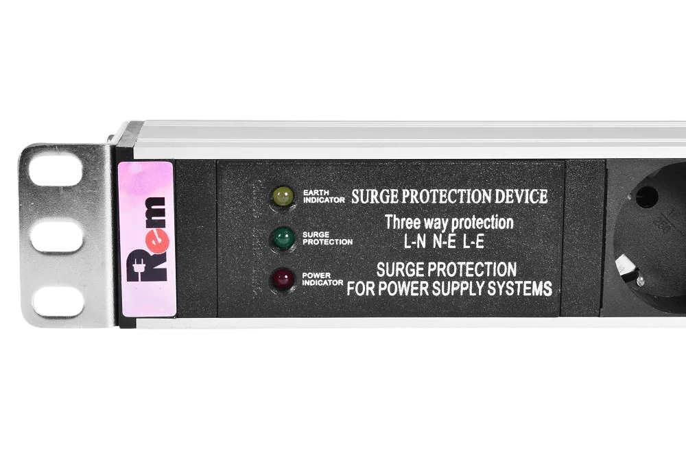 Блок розеток Rem-10 без шнура с фил. и инд., 10 IEC 60320 C13, вход IEC 60320 C14, 10A, алюм., 19"