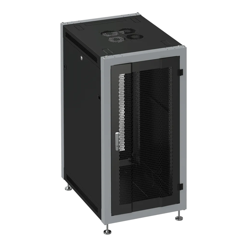 SYSMATRIX SL 6037.933 Шкаф монтажный телекоммуникационный 19" напольный 37U 600x1000x1780mm (ШхГхВ) передняя дверь перфорация, задняя дверь перфорация, поворотная ручка с замком, цвет черный (RAL 9004/RAL 7000)