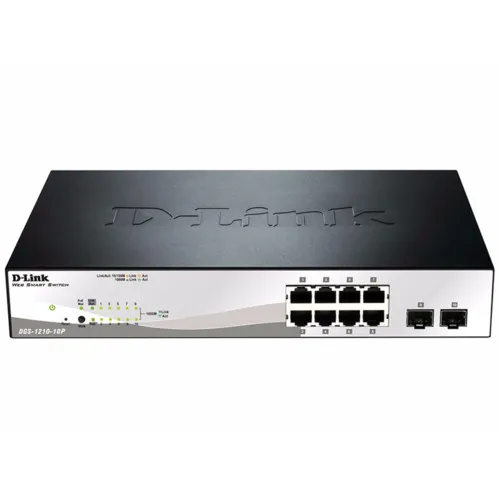 Коммутатор D-link DGS-1210-10P F1A DGS-1210-10P/F1A (1000 Base-TX (1000 мбит/с), Без SFP портов)