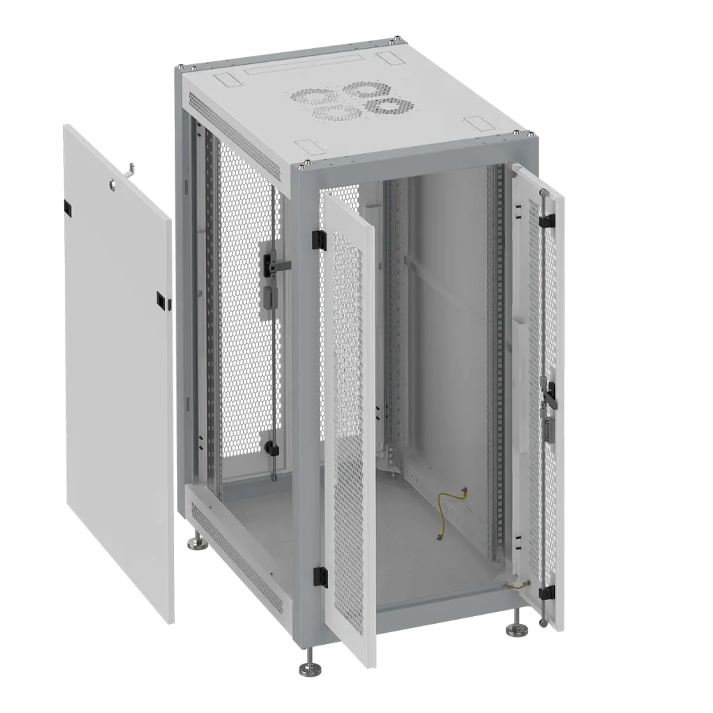 SYSMATRIX SL 6822.744 Шкаф монтажный телекоммуникационный 19" напольный 22U 600x800x1100mm (ШхГхВ) передняя дверь двустворчатая перфорация, задняя дверь двустворчатая перфорация, поворотная ручка с замком, цвет серый (RAL 7035/RAL 7000)