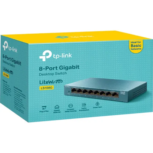 Коммутатор TP-Link LS108G (1000 Base-TX (1000 мбит/с), Без SFP портов)