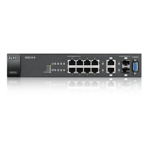 Коммутатор Zyxel GS2210-8-EU0101F (1000 Base-TX (1000 мбит/с), 2 SFP порта)