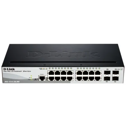 Коммутатор D-link DGS-1510-20L/ME (1000 Base-TX (1000 мбит/с), 4 SFP порта)