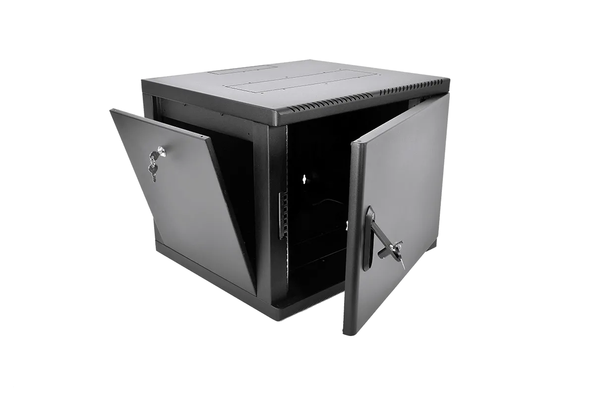 Шкаф телекоммуникационный настенный разборный 9U (600×650) съемные стенки, дверь металл, цвет черный