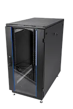 Шкаф телекоммуникационный напольный 22U (600 × 800) дверь стекло, цвет чёрный