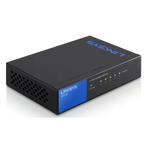 Коммутатор Linksys LGS105-eu (1000 Base-TX (1000 мбит/с), Без SFP портов)