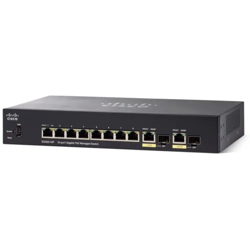 Коммутатор Cisco SG350-10-K9-EU (1000 Base-TX (1000 мбит/с), 4 SFP порта)