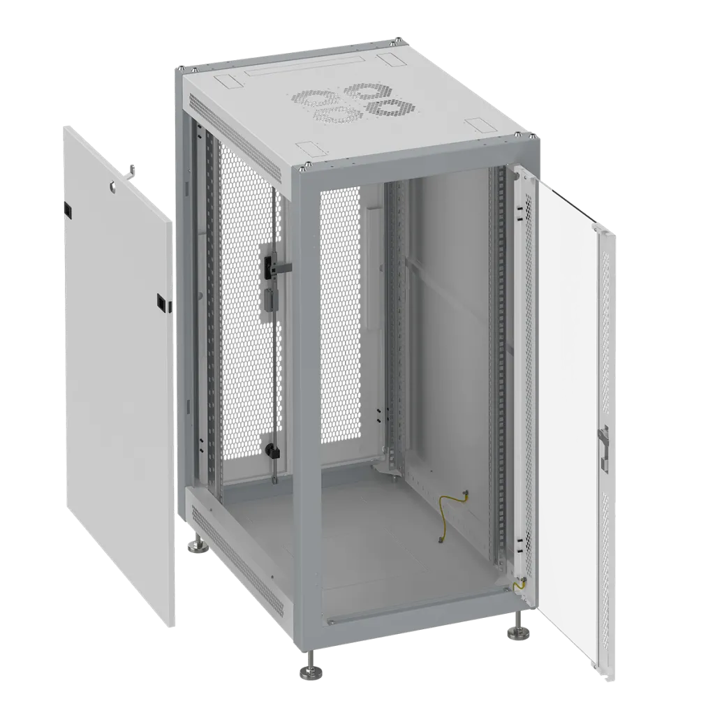 SYSMATRIX SL 6815.714 Шкаф монтажный телекоммуникационный 19" напольный 15U 600x800x800mm (ШхГхВ) передняя дверь стекло, задняя дверь двустворчатая перфорация, поворотная ручка с замком, цвет серый (RAL 7035/RAL 7000)