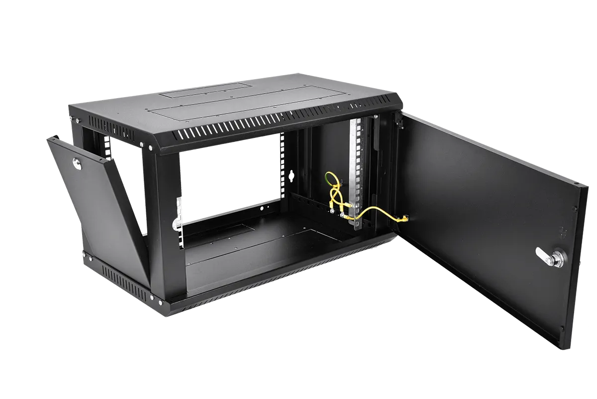 Шкаф телекоммуникационный настенный разборный ЭКОНОМ 6U (600 × 350) дверь металл, цвет черный