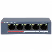 Коммутатор Hikvision DS-3E0105P-E/M(B) (100 Base-TX (100 мбит/с), Без SFP портов)