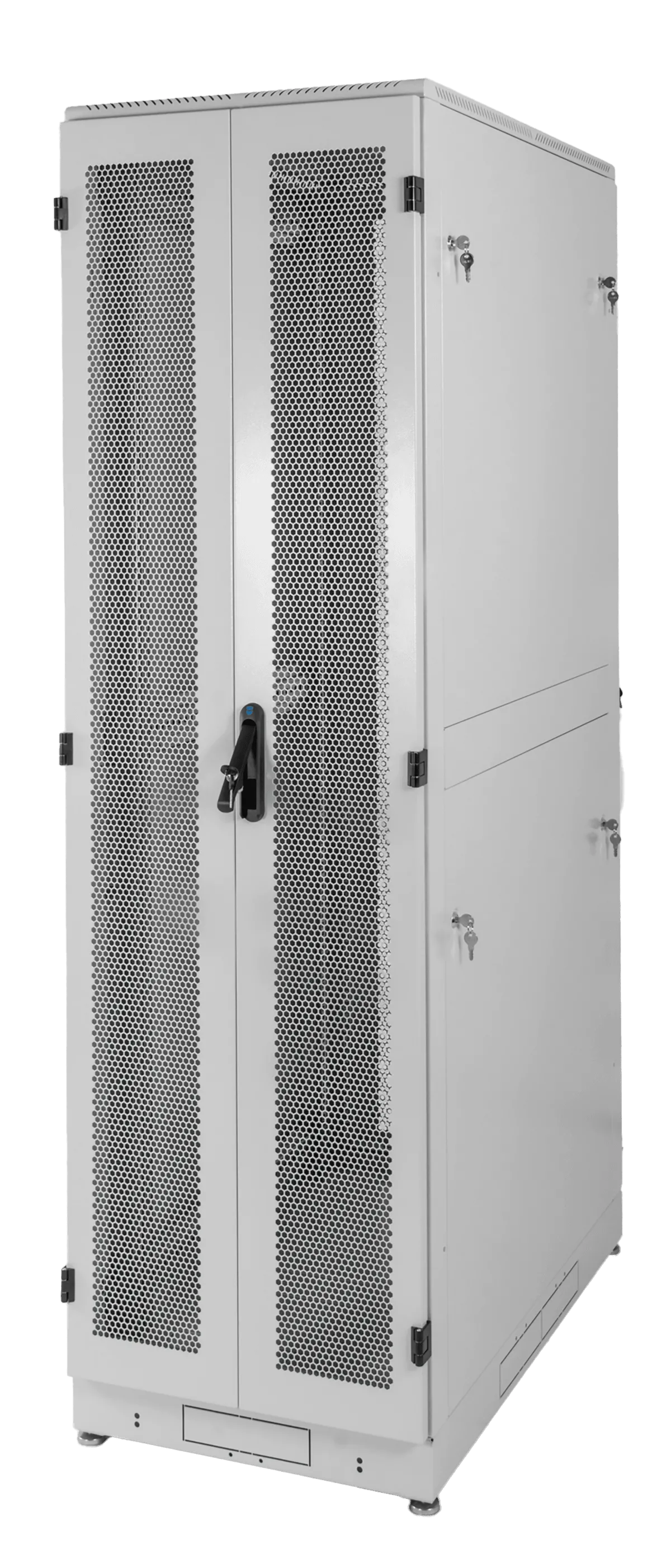 Шкаф серверный напольный 42U (600 × 1200) дверь перфорированная, задние двойные перф., цвет черный