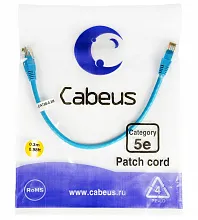 Патч-корд медный Cabeus PC-UTP-RJ45-Cat.5e-0.3m-BL 19" кабель 5e  синий