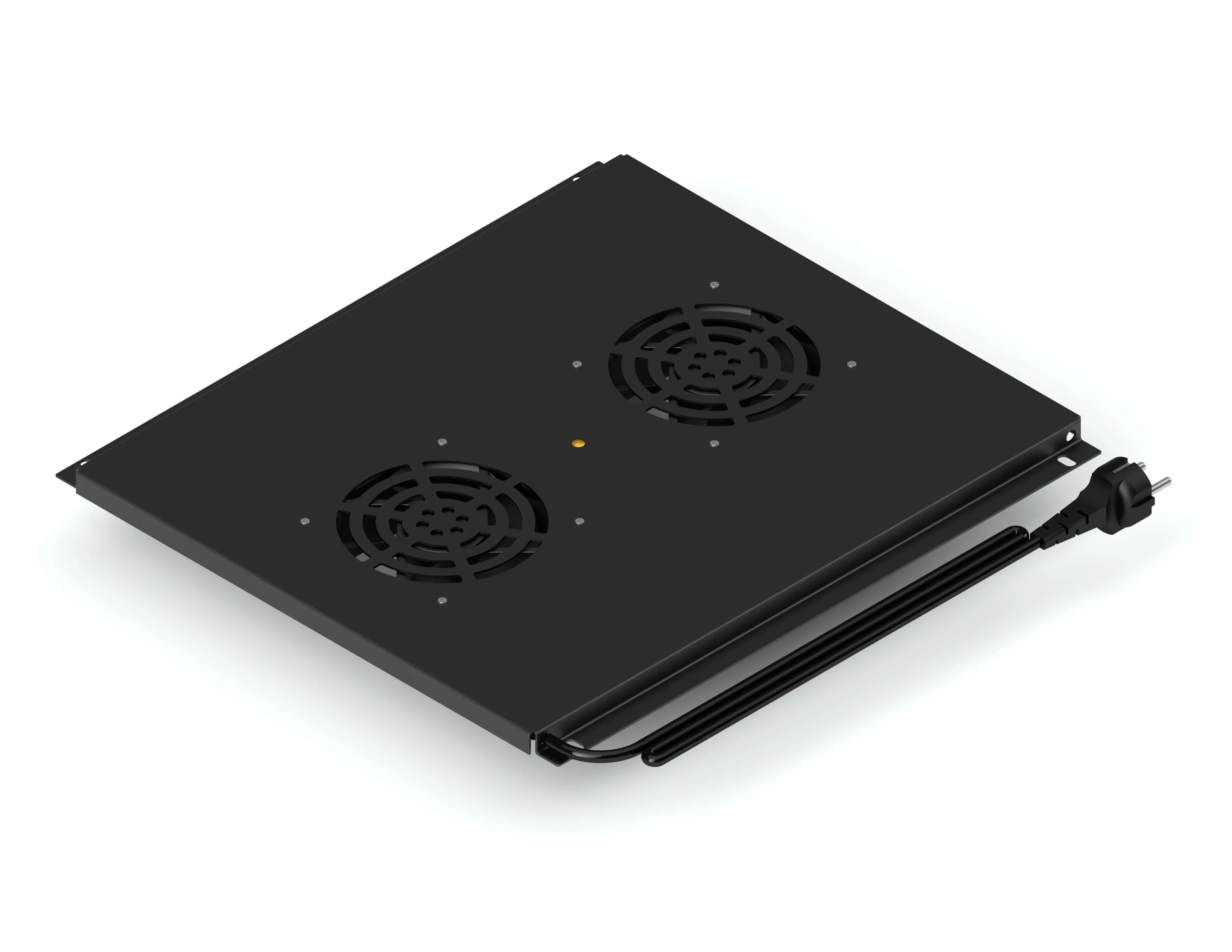 Потолочный блок вентиляторов на 2 модуля для серверного шкафа глубиной 600мм, черный