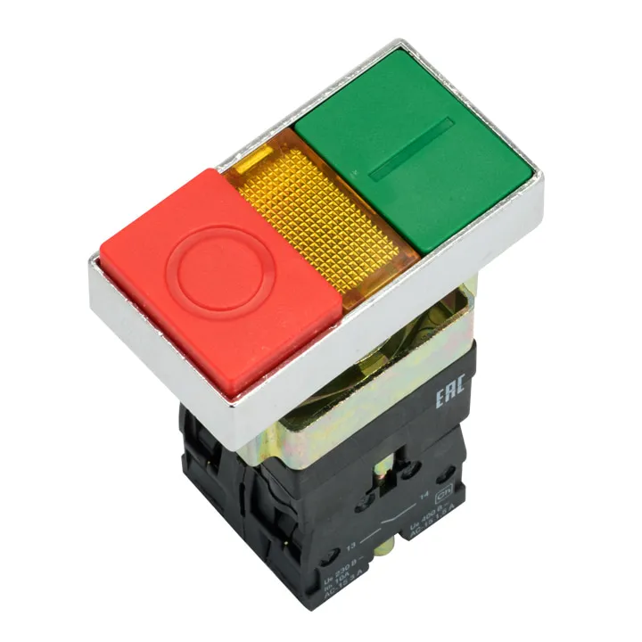 Кнопка  LAY5-BW8465 "I-O" прямоугольная 230В NO+NC EKF