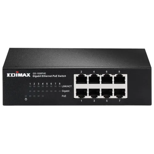 Коммутатор Edimax GS-1008PHE (1000 Base-TX (1000 мбит/с), Без SFP портов) Коммутатор Edimax GS-1008PHE (1000 Base-TX (1000 мбит/с), Без SFP портов)