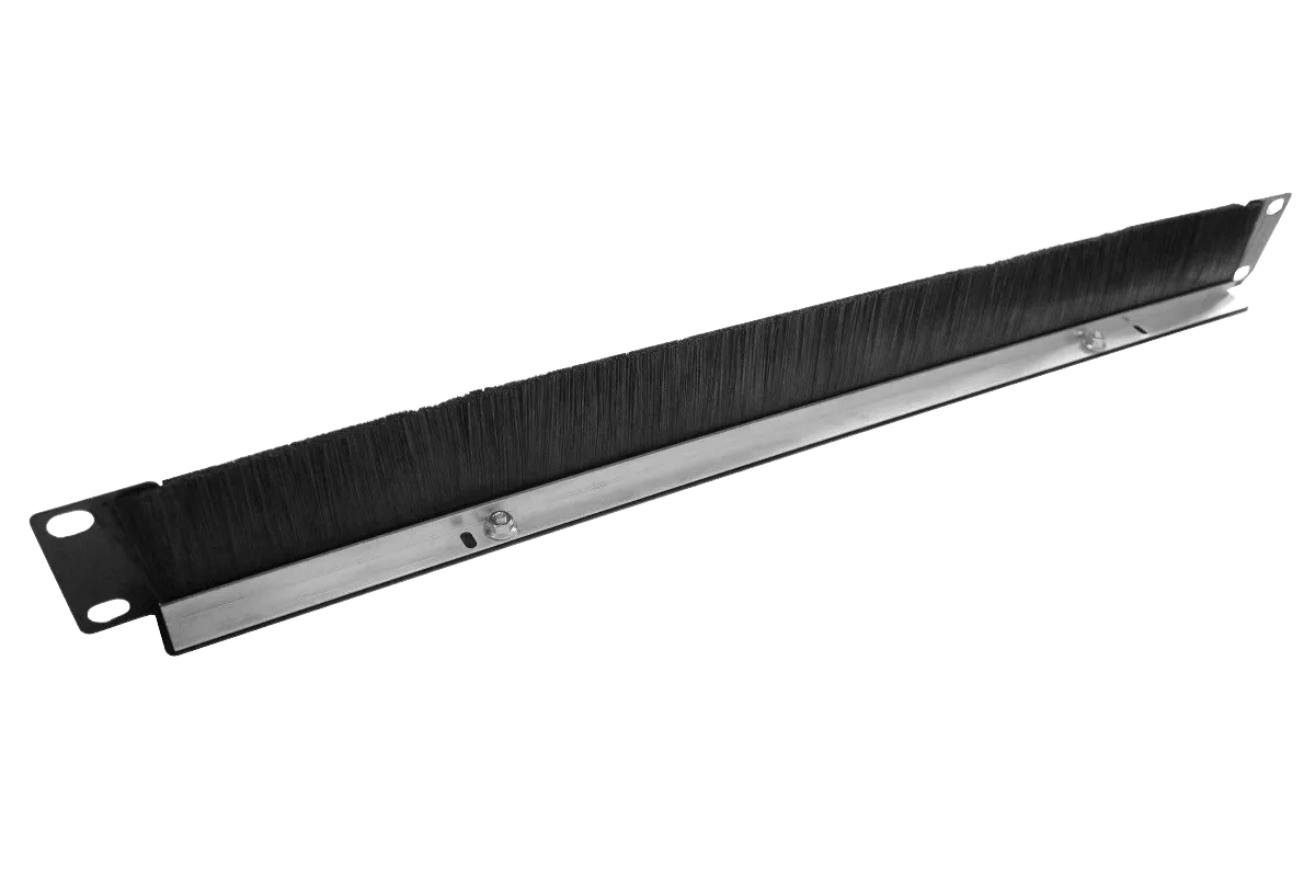 Горизонтальный кабельный органайзер со щёткой, 19" 1U, чёрный