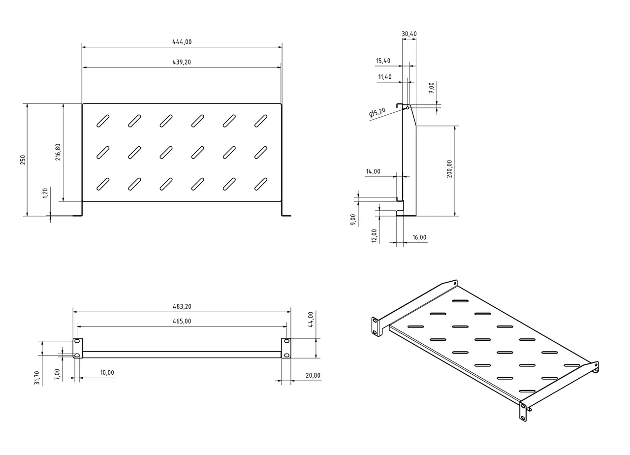 Hyperline TAL3-2U-500-RAL9005