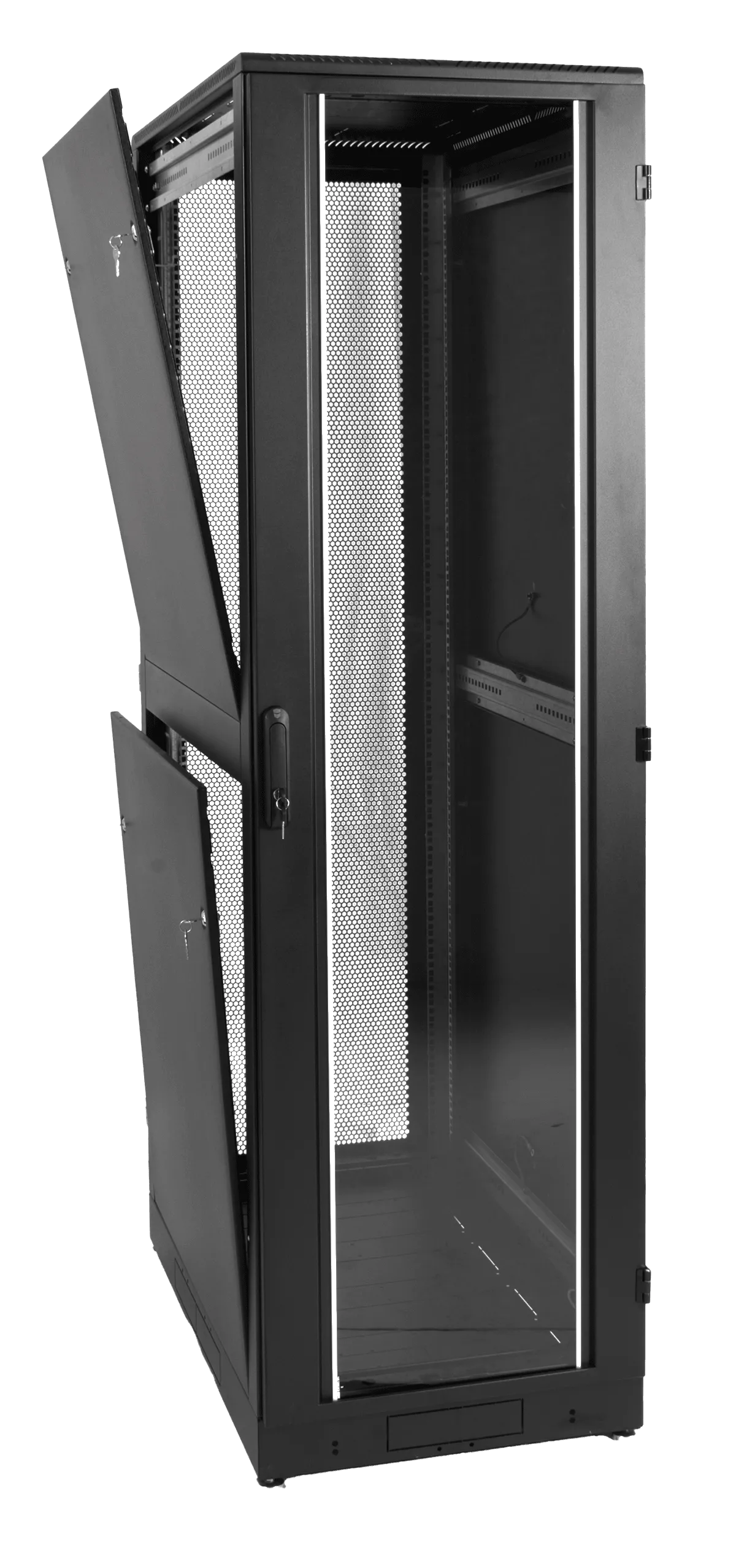Шкаф телекоммуникационный напольный 42U (800 × 1000) дверь стекло, цвет черный