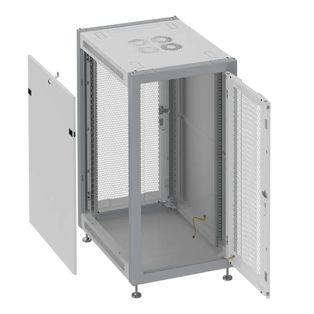 SYSMATRIX SL 6015.733 Шкаф монтажный телекоммуникационный 19" напольный 15U 600x1000x800mm (ШхГхВ) передняя дверь перфорация, задняя дверь перфорация, поворотная ручка с замком, цвет серый (RAL 7035/RAL 7000)