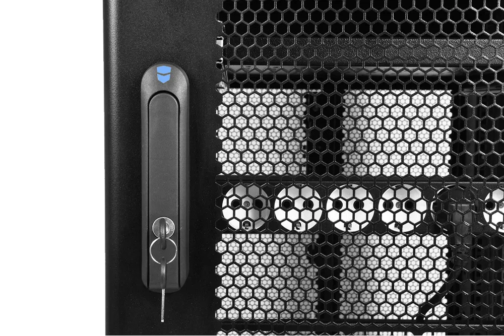 Шкаф серверный ПРОФ напольный 48U (800 × 1200) двери двойные перф. 2 шт., черный, в сборе