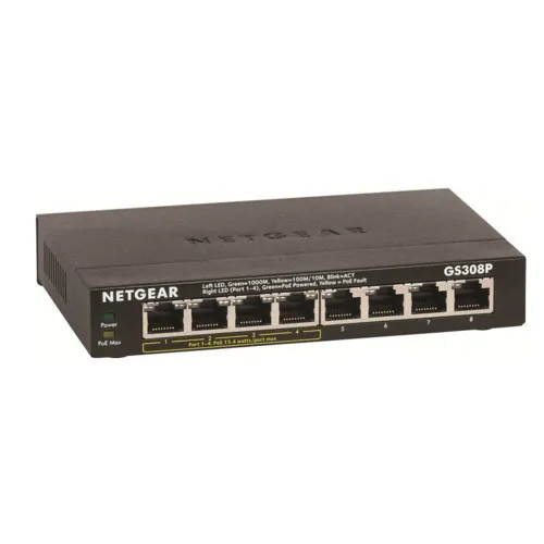 Коммутатор NETGEAR GS308P-100PES (1000 Base-TX (1000 мбит/с), Без SFP портов) Коммутатор NETGEAR GS308P-100PES (1000 Base-TX (1000 мбит/с), Без SFP портов)