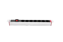 Блок розеток Rem-16 с выкл., 7 Schuko, вход IEC 60320 C20, 16A, алюм., 19"