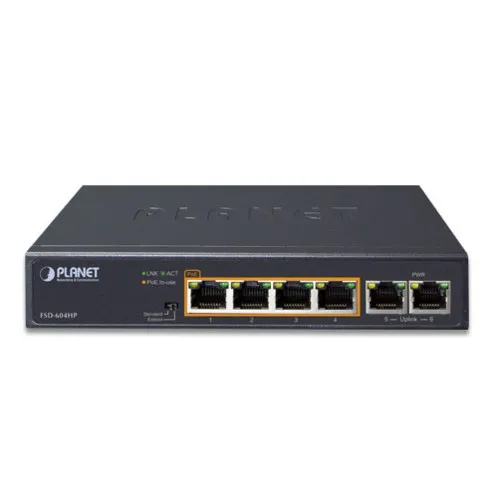 Коммутатор Planet FSD-604HP (100 Base-TX (100 мбит/с), Без SFP портов) Коммутатор Planet FSD-604HP (100 Base-TX (100 мбит/с), Без SFP портов)