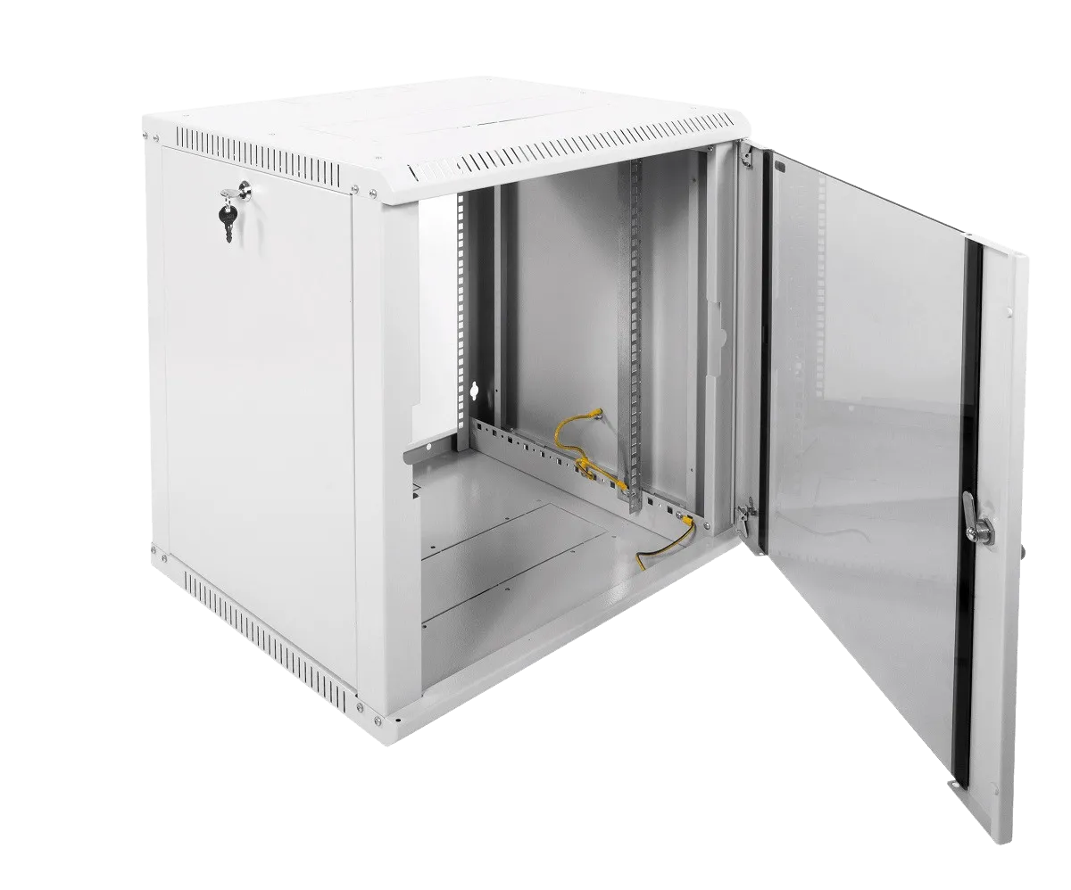 Шкаф телекоммуникационный настенный разборный ЭКОНОМ 12U (600 × 520) дверь стекло