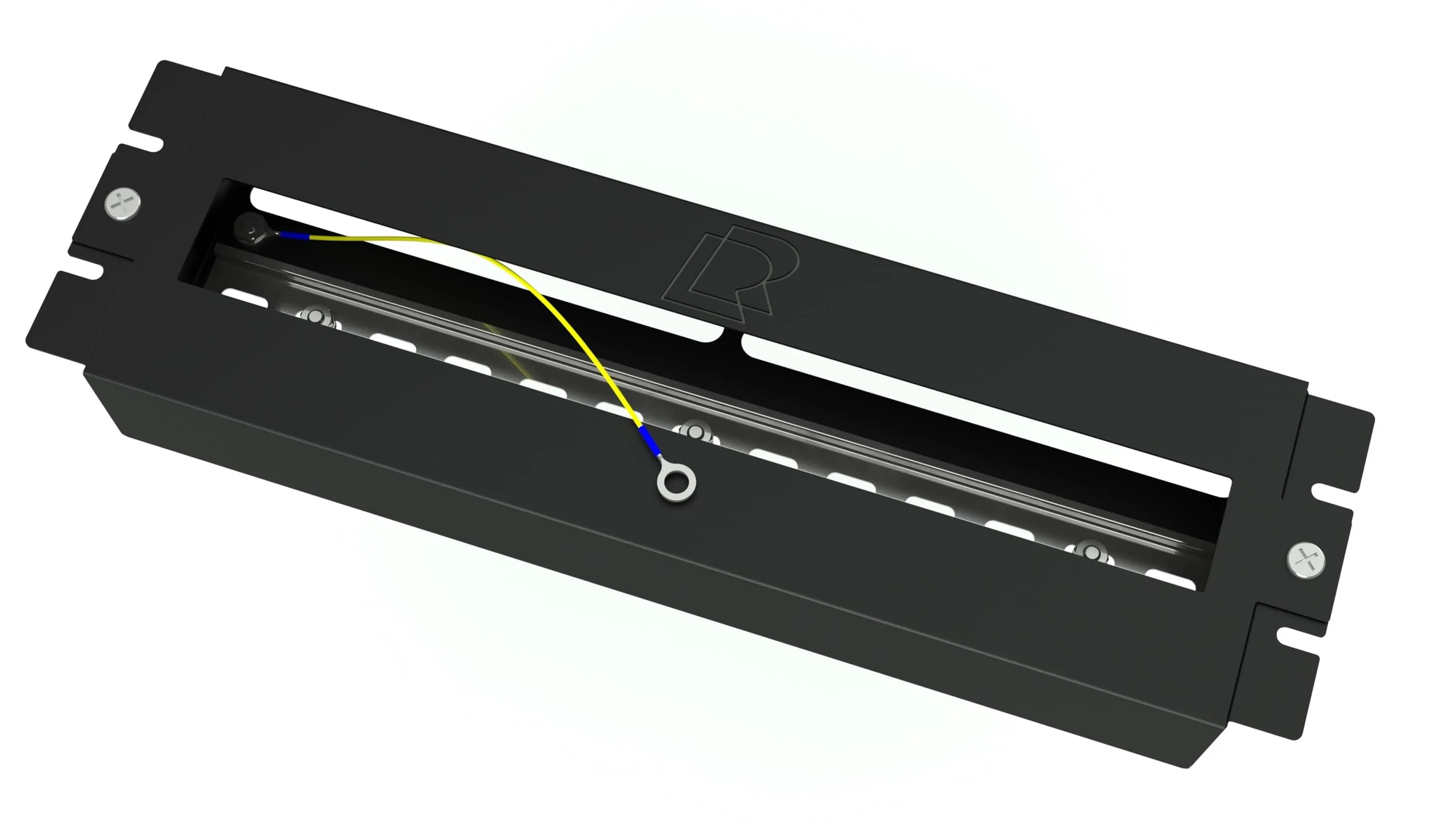 DIN рейка 19 дюймов в корпусе 3U, цвет черный RUSRACK